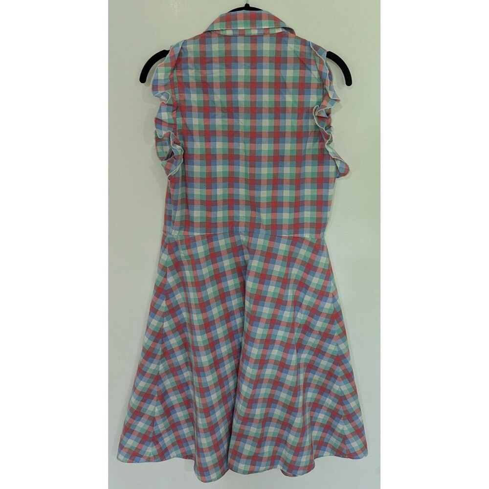 Kate Spade New York Blue & Pink Madras Poplin Shirt Dress, Size 6 100% Cotton - Picture 4 of 12